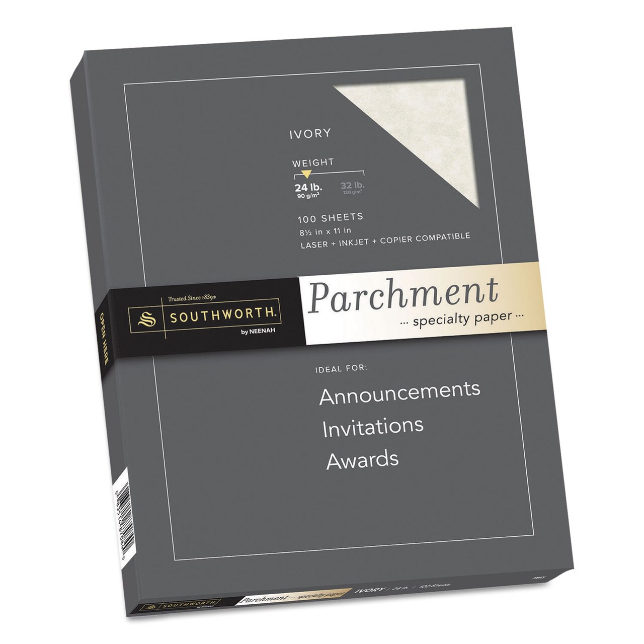 Southworth Parchment Specialty Paper 24 lb 8.5 x 11 Ivory 100/Pack